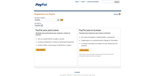 Abrir cuenta PayPal