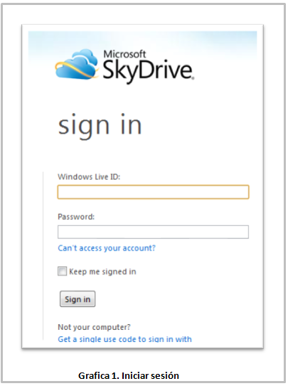 Iniciar sesion en SkyDrive